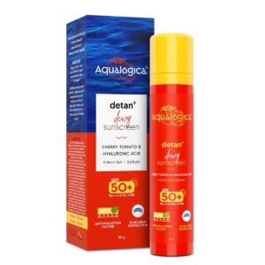 Aqualogica Detan+ Dewy Sunscreen SPF 50+ PA++++ | Anti-Tan, Broad Spectrum UV & Blue Light Protection – 50 g