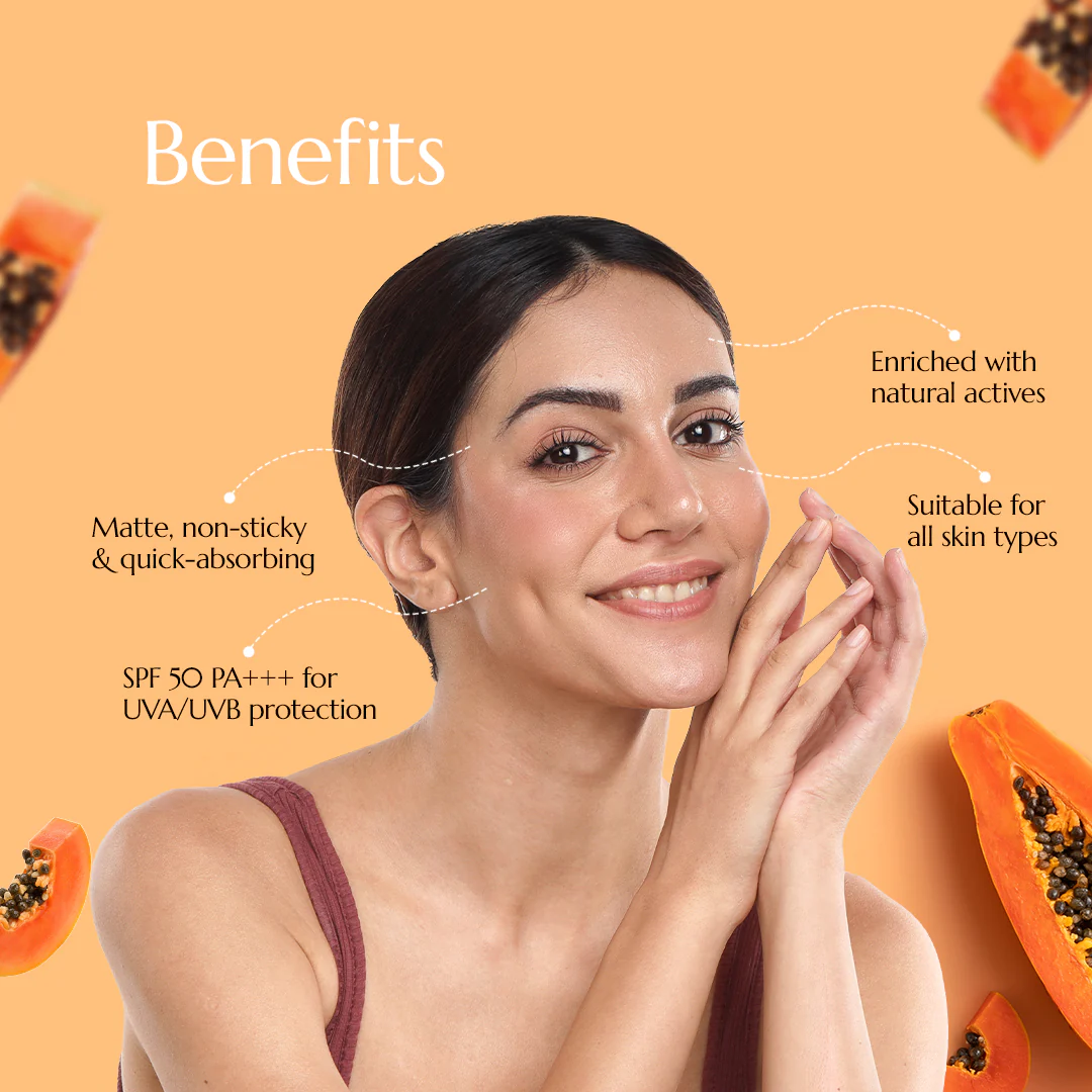 Astaberry Papaya Sunscreen Cream SPF 50 PA+++ | Matte Finish with Papaya Extract – Lightweight Daily UV Protection – 50 ml - Image 6