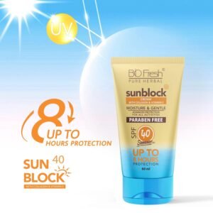 BioFresh Herbals Sunblock Cream SPF 40 – Hydrating, Non-Greasy Daily Sunscreen with Collagen & Vitamin E - 60 ml