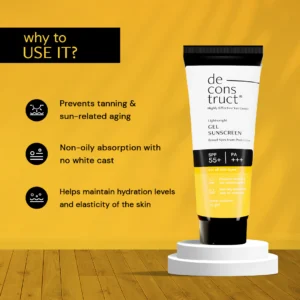 Deconstruct Face Gel Sunscreen SPF 50+ PA+++ | Lightweight, Oil-Free, No White Cast – 50g