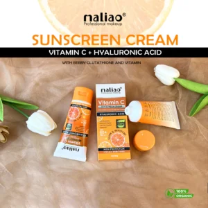 Maliao Sunscreen SPF 60 PA+++ | With Vitamin C, Berry Glutathione & Hyaluronic Acid | Brightening & Hydrating Sun Protection – 60g
