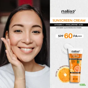 Maliao Sunscreen SPF 60 PA+++ | With Vitamin C, Berry Glutathione & Hyaluronic Acid | Brightening & Hydrating Sun Protection – 60g