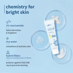 Plum 2% Niacinamide & Rice Water Sunscreen SPF 50 PA+++ – Lightweight Daily Sunscreen for All Skin Types | Brightening, Anti-Tan & Dark Spot Correction | 15g