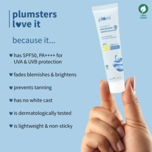 Plum 2% Niacinamide & Rice Water Sunscreen SPF 50 PA+++ – Lightweight Daily Sunscreen for All Skin Types | Brightening, Anti-Tan & Dark Spot Correction | 15g