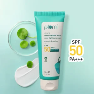 Plum Cica & Hyaluronic Acid Aqua-Light Sunscreen SPF 50 PA+++ | Lightweight, Non-Sticky, Hydrating Sun Shield – 50 g