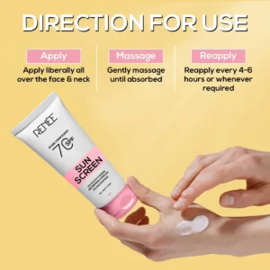 RENEE Pore Minimizing Sunscreen SPF 70 PA++++ | Oil-Free, Lightweight with Niacinamide, Peptides & Multivitamins – 50 ml