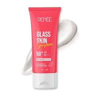 Renee Sunscreen SPF 50 PA++++ | Glass Skin Gel Sunscreen with Watermelon & Beetroot Extracts | UVA & UVB Protection | No White Cast, Lightweight & Hydrating – 50g