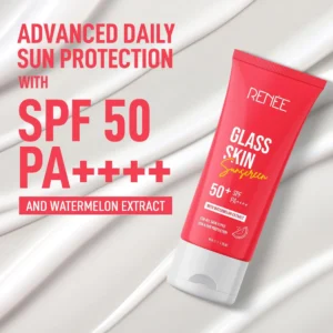 Renee Sunscreen SPF 50 PA++++ | Glass Skin Gel Sunscreen with Watermelon & Beetroot Extracts | UVA & UVB Protection | No White Cast, Lightweight & Hydrating – 50g