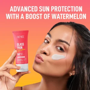 Renee Sunscreen SPF 50 PA++++ | Glass Skin Gel Sunscreen with Watermelon & Beetroot Extracts | UVA & UVB Protection | No White Cast, Lightweight & Hydrating – 50g