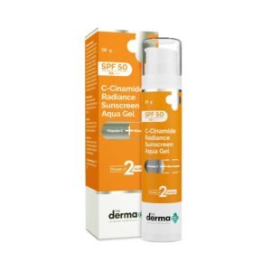 The Derma Co C-Cinamide Sunscreen Aqua Gel SPF 50 PA++++ | Vitamin C & Niacinamide | Lightweight, Non-Greasy, Glowing Skin – 50 g