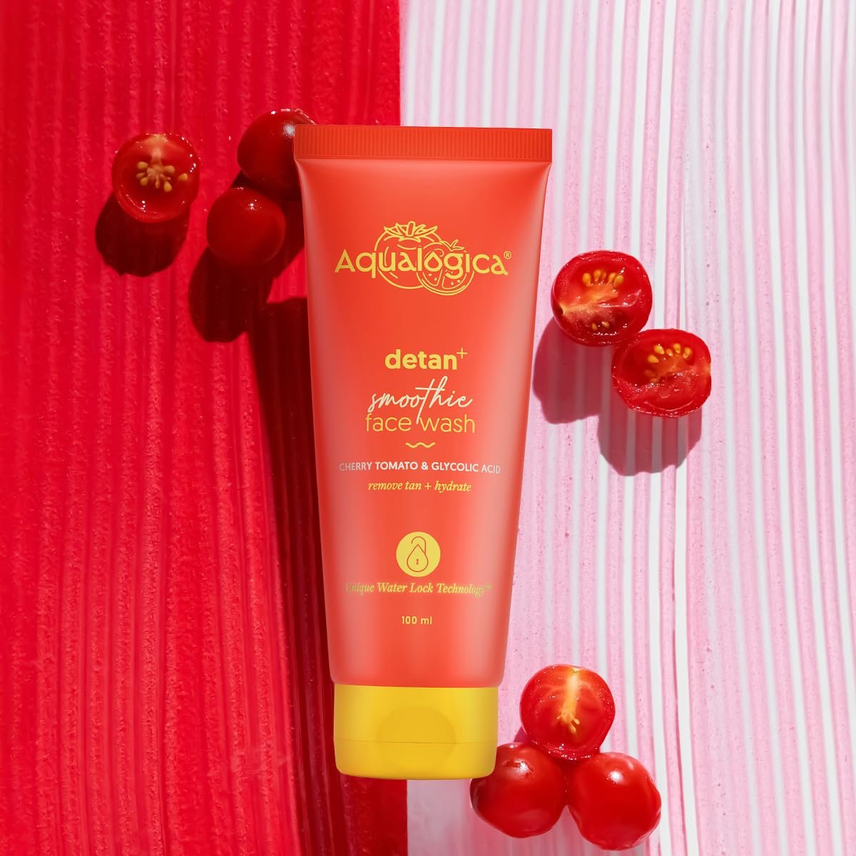 Aqualogica Detan+ Smoothie Face Wash with Glycolic Acid & Cherry Tomato – Tan Removal, Hydration & Gentle Exfoliation - 100ml