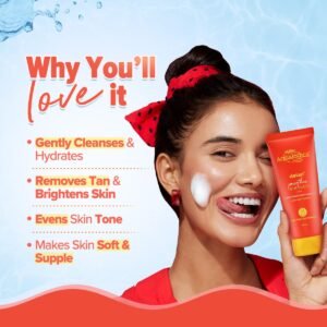 Aqualogica Detan+ Smoothie Face Wash with Glycolic Acid & Cherry Tomato – Tan Removal, Hydration & Gentle Exfoliation - 100ml