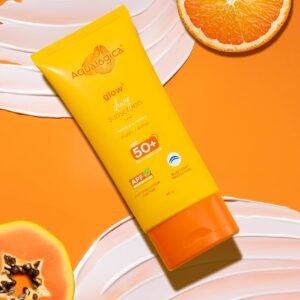Aqualogica Glow+ Dewy Sunscreen Gel SPF 50+ PA++++ | Hydrating, Brightening, Anti-Pollution & Blue Light Protection – 80g