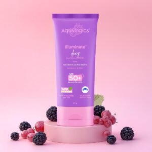 Aqualogica Illuminate+ Dewy Sunscreen Gel SPF 50+ PA++++ | Brightening, Hydrating, Anti-Pollution & Blue Light Protection – 80 g