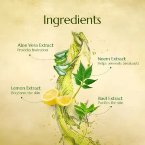 Astaberry Neem & Aloe Face Wash | Oil Control Face Wash with Neem, Aloe Vera & Basil – 100 ml