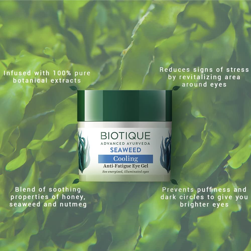Biotique Bio Seaweed Revitalizing Anti-Fatigue Eye Gel – Reduces Dark Circles & Puffiness, 15g - Image 9