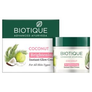 Biotique Coconut Brightening Glow Cream – Reduces Dark Spots & Nourishes – 50g