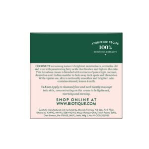 Biotique Coconut Brightening Glow Cream – Reduces Dark Spots & Nourishes – 50g