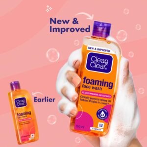 Clean & Clear Foaming Face Wash – Oil-Free Acne & Blackhead Control Cleanser for Oily Skin – 240ml