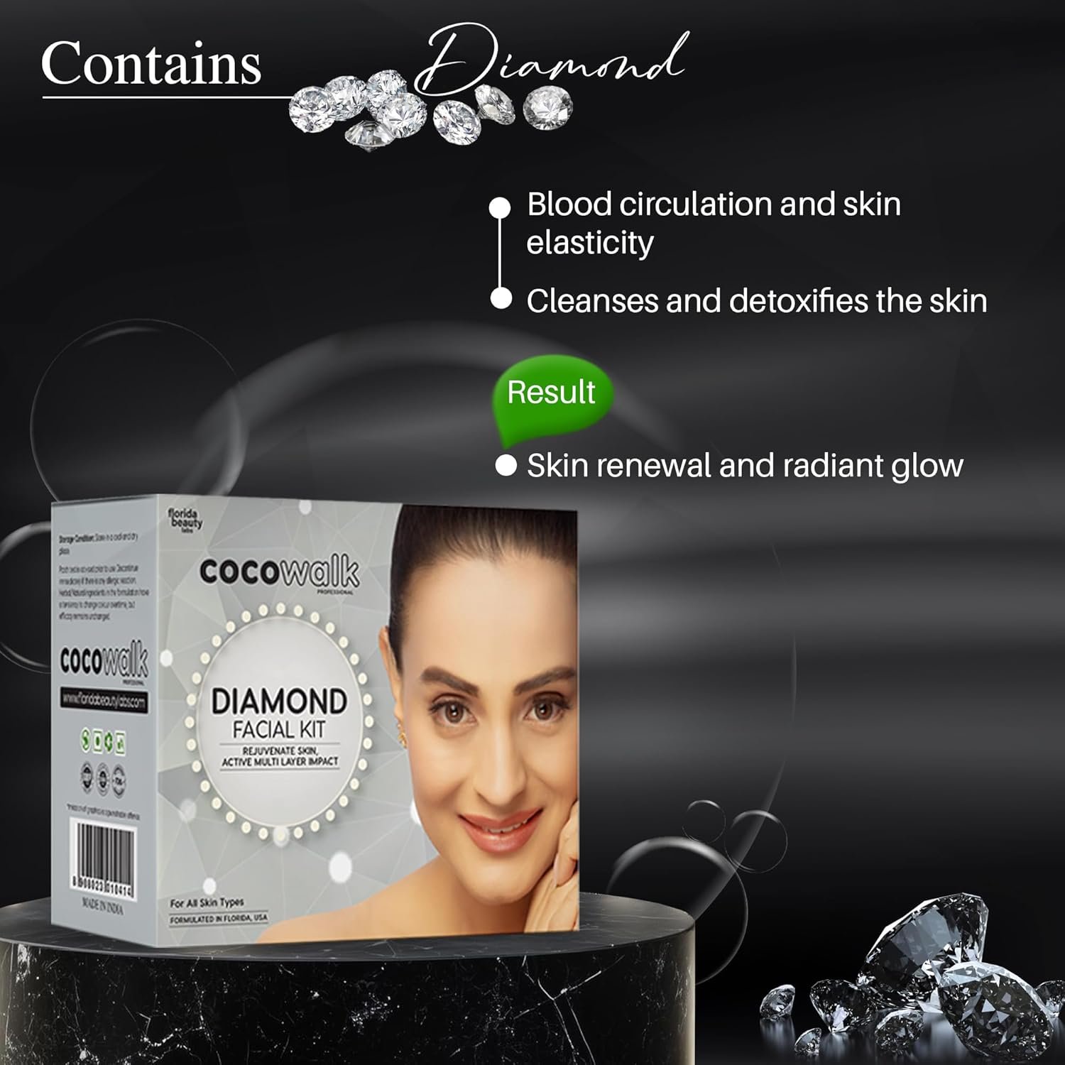 Cocowalk Diamond Facial Kit – 6 Step Brightening & Repair – Aloe Vera & Diamond – 60g - Image 3