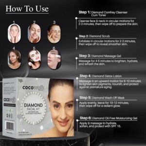 Cocowalk Diamond Facial Kit – 6 Step Brightening & Repair – Aloe Vera & Diamond – 60g