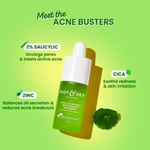 DOT & KEY 2% Salicylic Acid + Cica Anti-Acne Serum with Zinc – Oil-Free & Brightening – 20ml