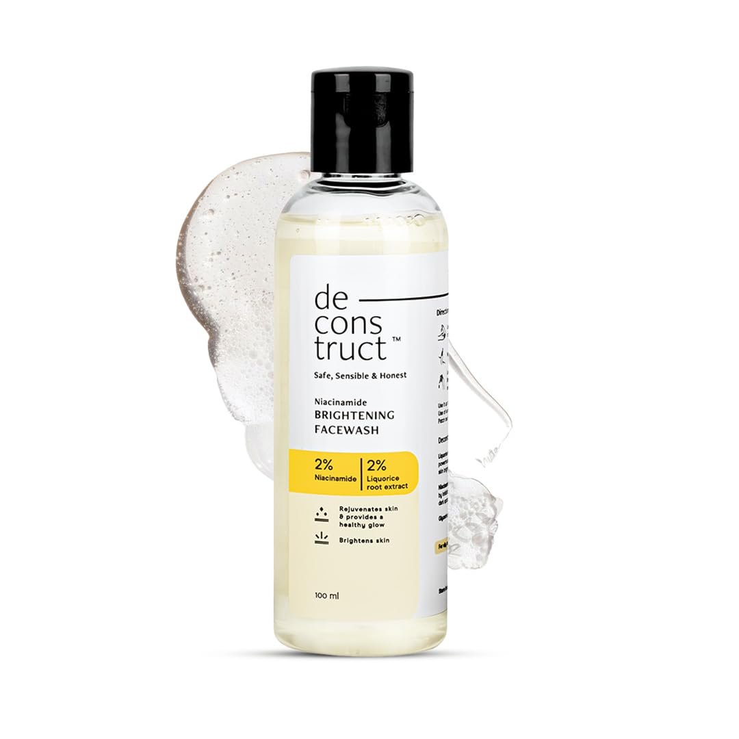 Deconstruct Brightening Face Wash with 2% Niacinamide & 2% Liquorice – Gentle Hydrating Cleanser for Glowing Skin – 100ml