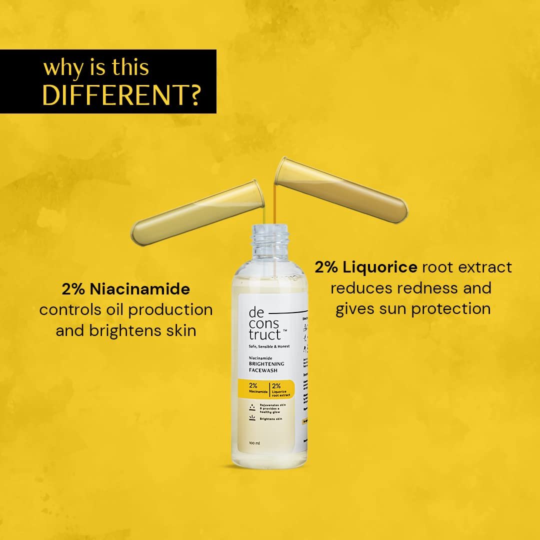 Deconstruct Brightening Face Wash with 2% Niacinamide & 2% Liquorice – Gentle Hydrating Cleanser for Glowing Skin – 100ml - Image 2