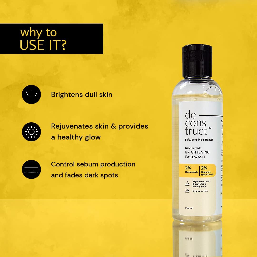 Deconstruct Brightening Face Wash with 2% Niacinamide & 2% Liquorice – Gentle Hydrating Cleanser for Glowing Skin – 100ml - Image 3