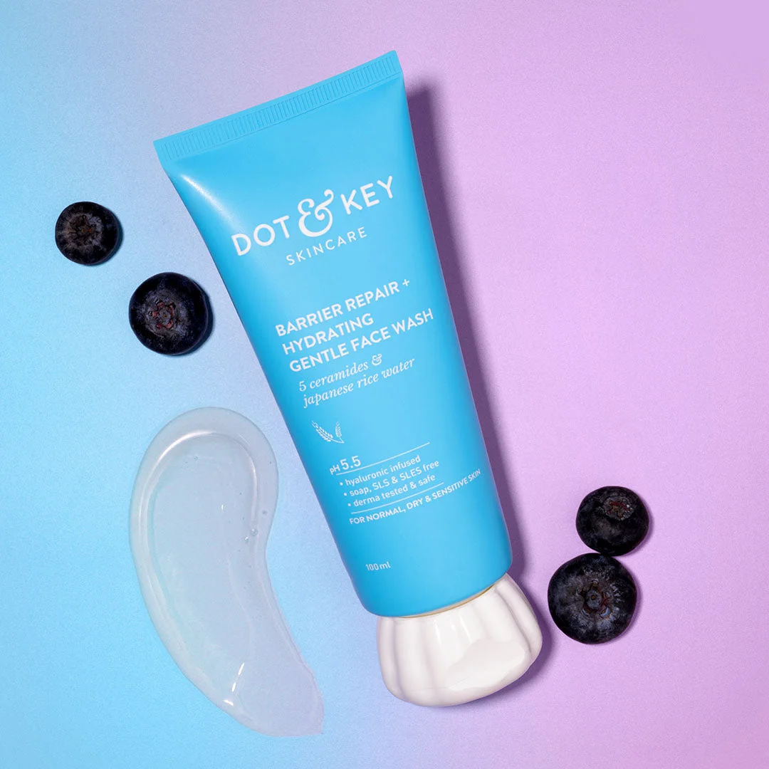Dot & Key Barrier Repair + Hydrating Gentle Face Wash with Probiotics & Ceramides – Sulphate-Free Cleanser for Dry, Normal & Sensitive Skin - 100ml