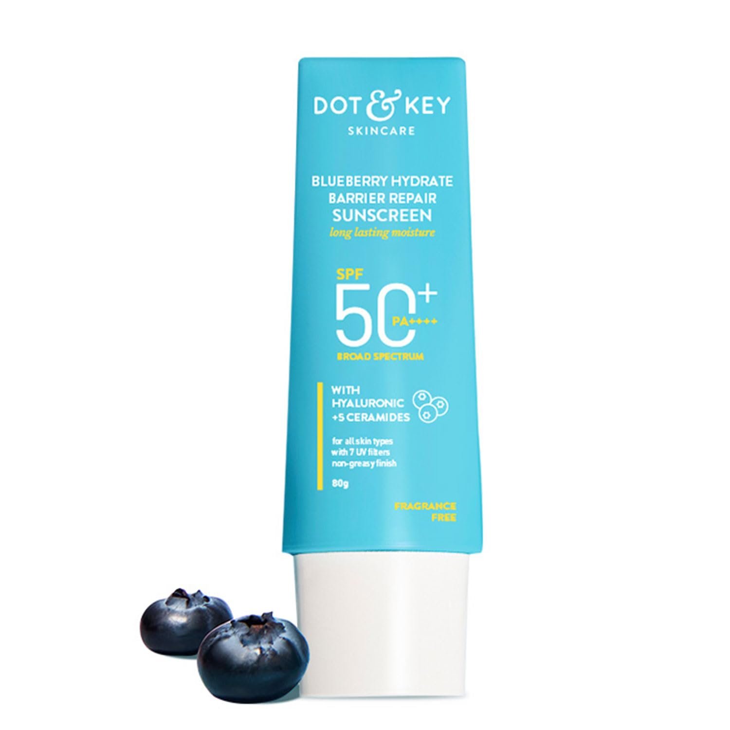 Dot & Key Blueberry Hydrate Barrier Repair Sunscreen SPF 50+ PA++++ | Hydrating, Non-Greasy, Broad-Spectrum Protection – 80g - Image 2