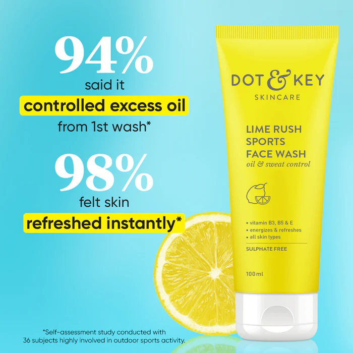 Dot & Key Lime Rush Sports Face Wash – Deep Cleansing Oil, Sweat & Dirt | Sulphate-Free, Non-Drying Cleanser for All Skin Types - 100ml - Image 5