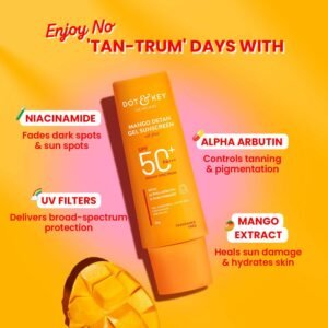 Dot & Key Mango Detan Gel Sunscreen SPF 50+ PA+++ | Oil-Free, Brightening, Anti-Tan & Water-Resistant – 80g
