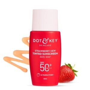 Dot & Key Strawberry Dew Tinted Sunscreen SPF 50+ PA++++ | Broad-Spectrum, Water & Sweat Resistant | Warm Ivory – 50 ml