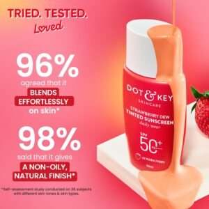 Dot & Key Strawberry Dew Tinted Sunscreen SPF 50+ PA++++ | Broad-Spectrum, Water & Sweat Resistant | Warm Ivory – 50 ml