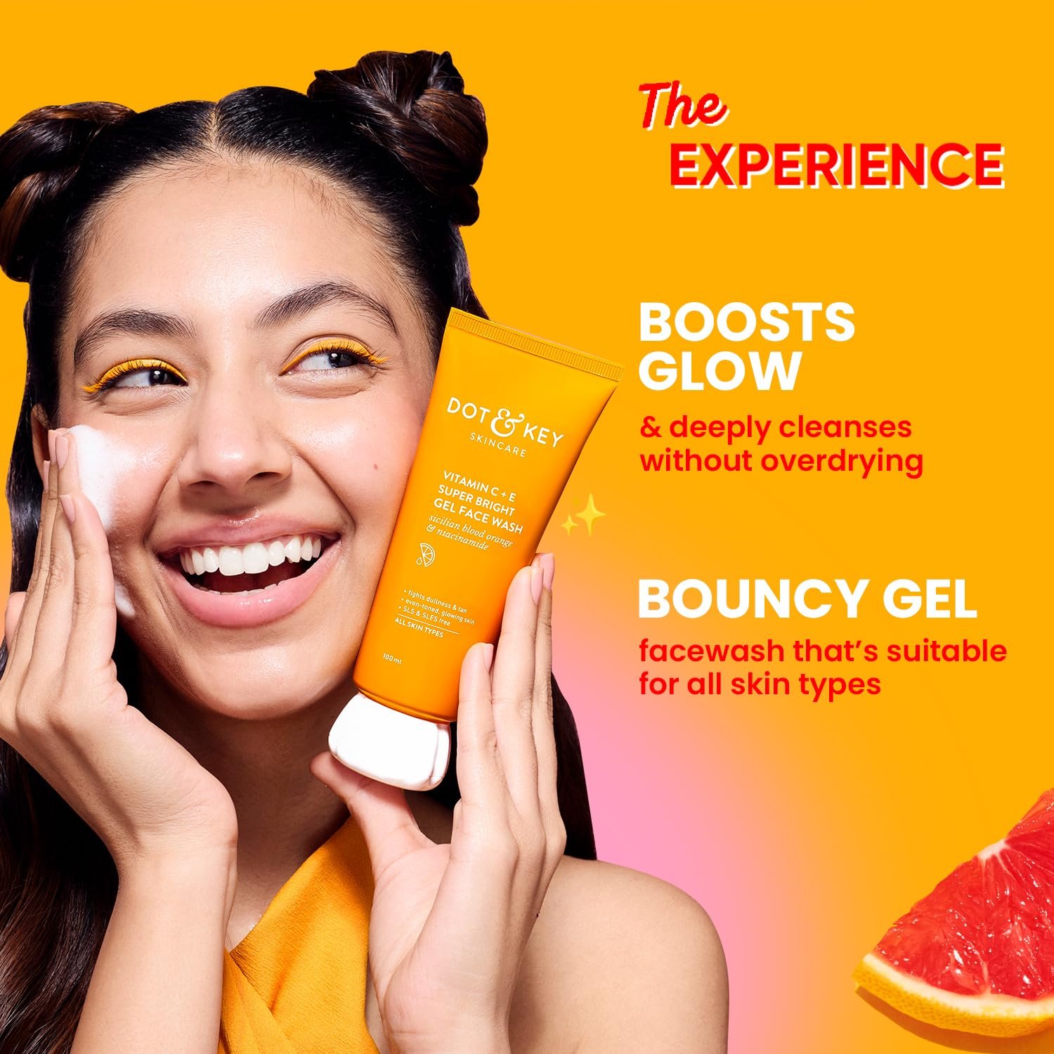 Dot & Key Vitamin C + E Super Bright Gel Face Wash – Sulphate-Free Cleanser for Glowing & Brightening Skin - 100ml - Image 3