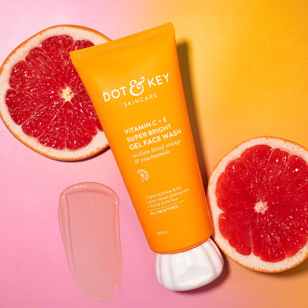 Dot & Key Vitamin C + E Super Bright Gel Face Wash – Sulphate-Free Cleanser for Glowing & Brightening Skin - 100ml