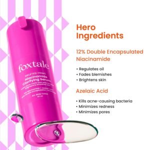 Foxtale 12% Niacinamide + Azelaic Acid Face Serum – Acne & Oil Control – 30ml