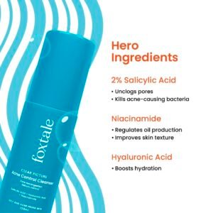 Foxtale 2% Salicylic Acid Face Wash – Acne & Oil Control Cleanser for Oily, Acne-Prone Skin – 100ml