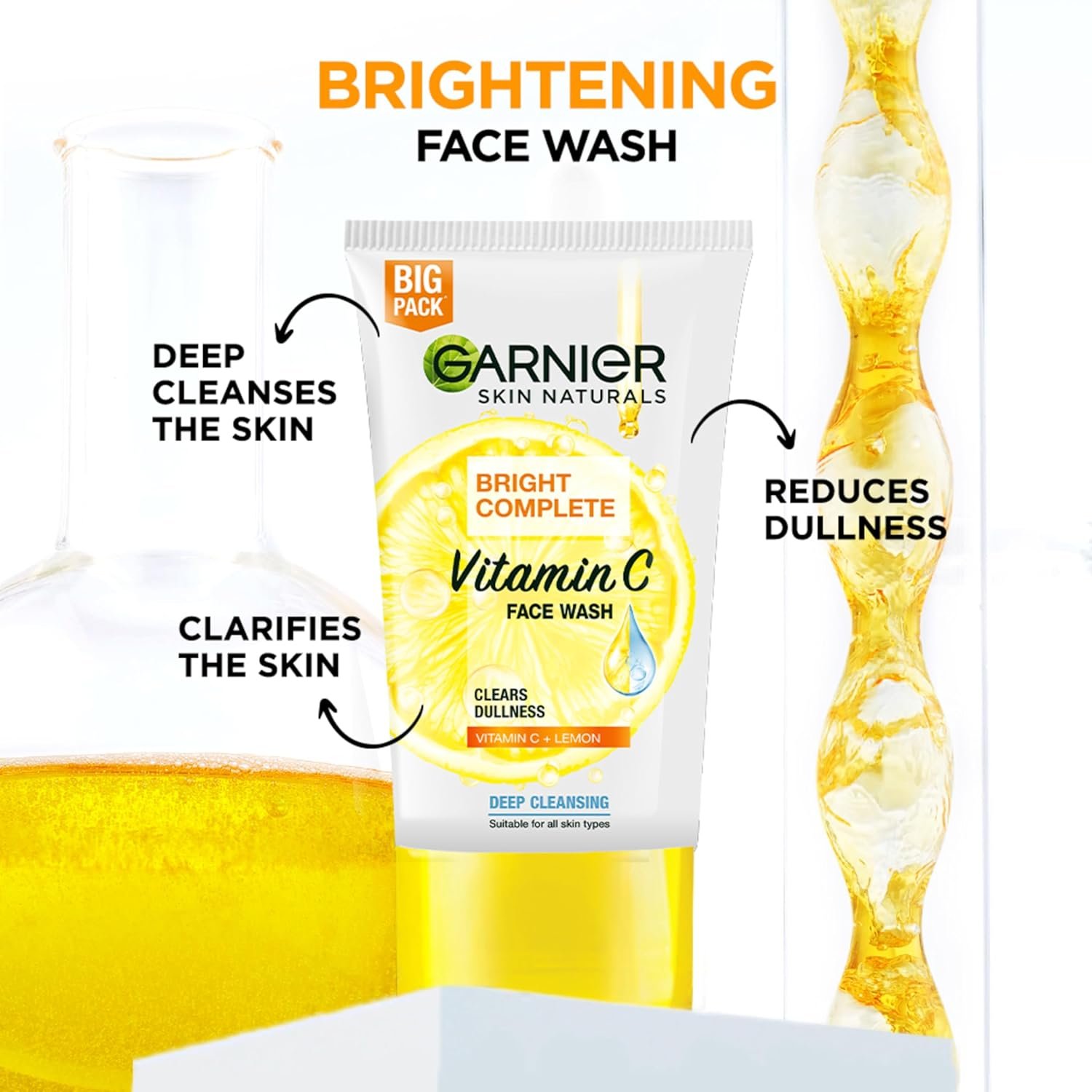 Garnier Skin Naturals Bright Complete Vitamin C Face Wash – Brightening Daily Cleanser for Glowing Skin - 150g - Image 3