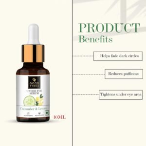 Good Vibes Cucumber & Lemon Under Eye Serum – Brightening & Puffiness Control, 30ml