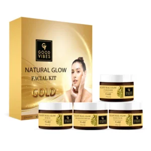 Good Vibes Gold Natural Glow Facial Kit – | 4 Step Routine for Healthy, Glowing Skin – 40g