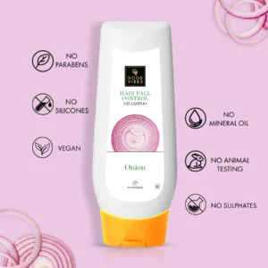 Good Vibes Onion Hairfall Control Shampoo – Strengthens Hair & Reduces Hair Fall, 180ml