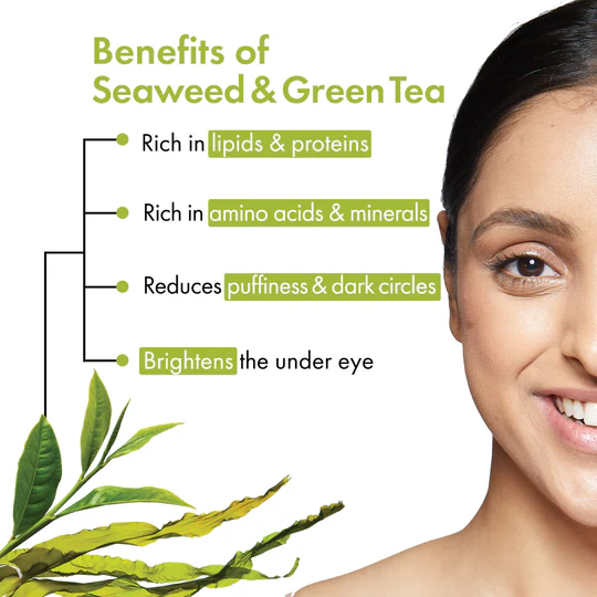 Good Vibes Seaweed & Green Tea Under Eye Gel – Dark Circle & Puffiness Reducer, 30ml - Image 2