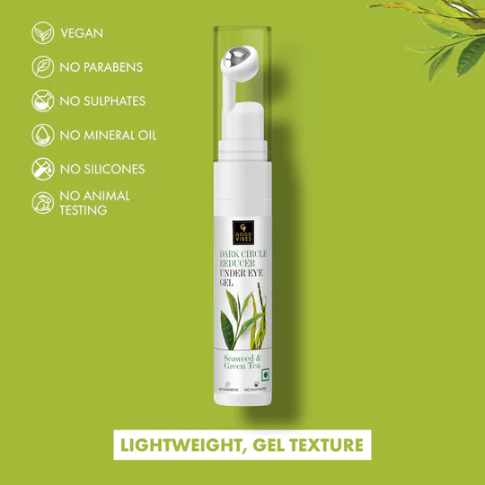 Good Vibes Seaweed & Green Tea Under Eye Gel – Dark Circle & Puffiness Reducer, 30ml - Image 4