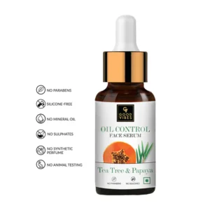 Good Vibes Tea Tree & Papaya Oil Control Face Serum – Acne & Blemish Reduction – 30ml
