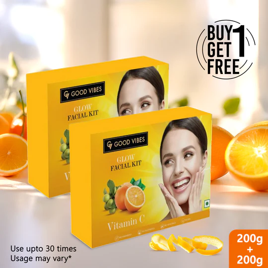 Good Vibes Vitamin C Glow Facial Kit | 4-Step Brightening Facial for Radiant Skin – 40g - Image 2
