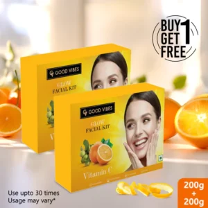 Good Vibes Vitamin C Glow Facial Kit | 4-Step Brightening Facial for Radiant Skin – 40g
