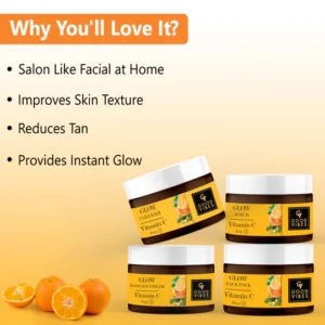 Good Vibes Vitamin C Glow Facial Kit | 4-Step Brightening Facial for Radiant Skin – 40g