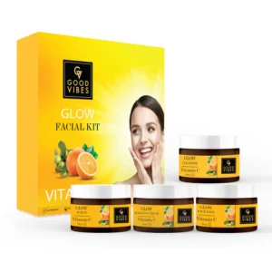 Good Vibes Vitamin C Glow Facial Kit | 4-Step Brightening Facial for Radiant Skin – 40g